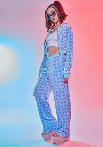 Loyal Maneater Velour Track Pants-Blue