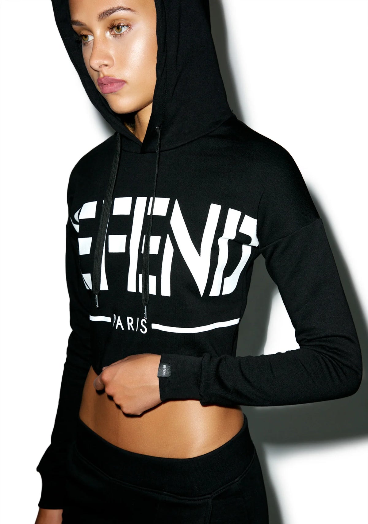 Defend Block Crop Hoodie