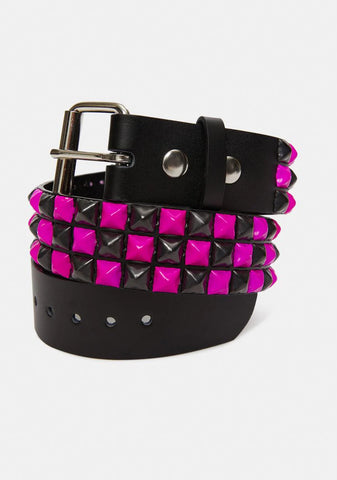 Hot Pink And Black Pyramid Stud Belt