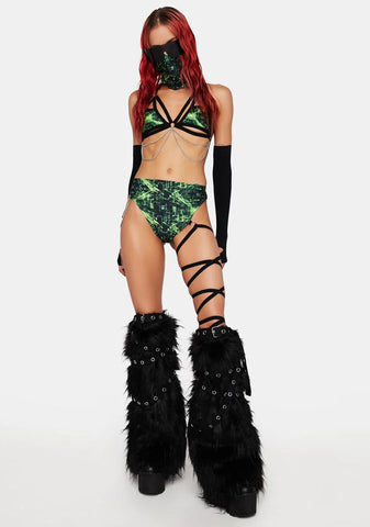 Cyber Grid Cage Bra Top