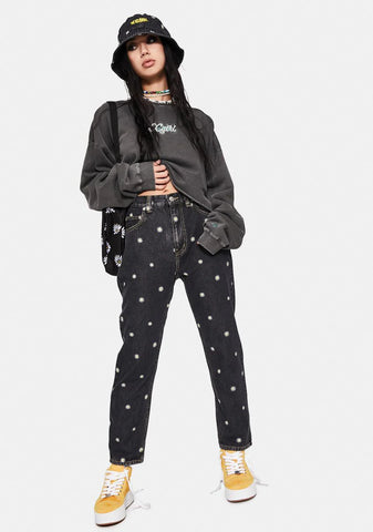 Daisy in the Darkness Embroidery Pants