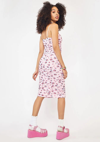 Summer Pink Bouquet Amara Midi Dress