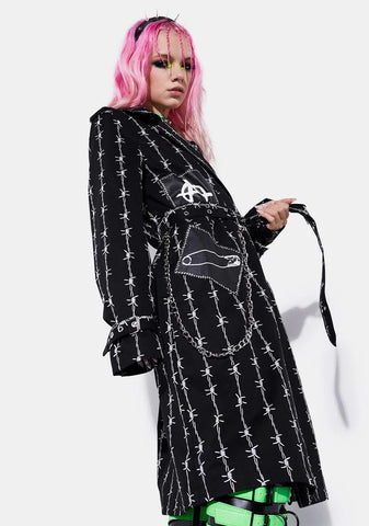 No Squares Allowed Barbed Wire Trench Coat