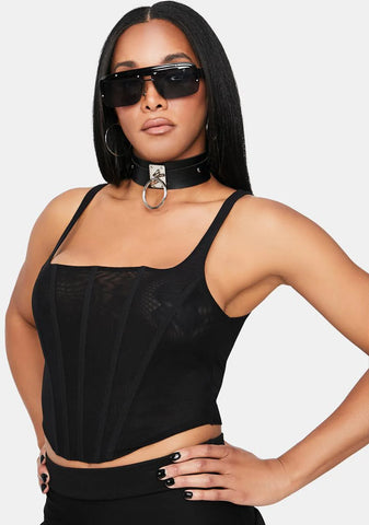 Noir No Comparison Mesh Corset Top
