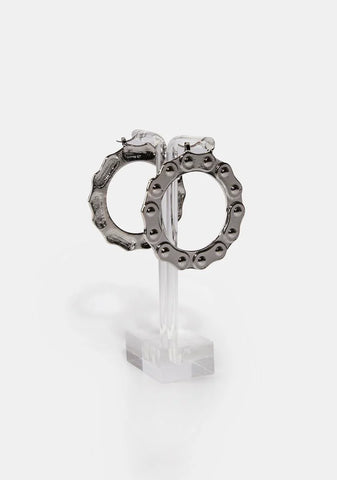 Distortion Roller Chain Hoop Earrings