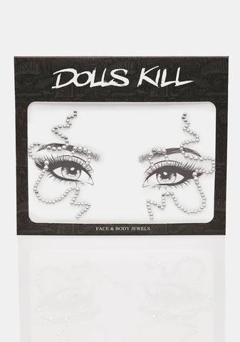 Silver Squiggly Rhinestone Face Gems