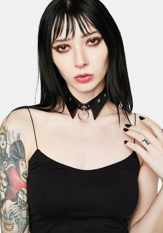 Grunge Luck Studded O-Ring Collar Choker
