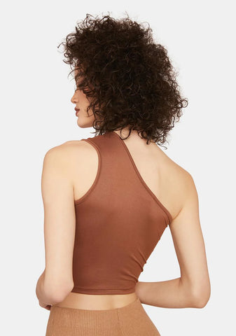 Brunette Next Level One Shoulder Crop Top