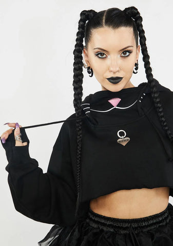 Playful Kitten Crop Hoodie