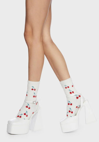 White Clementine Block Heels