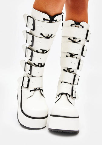 White Trashville-518 Knee High Boots