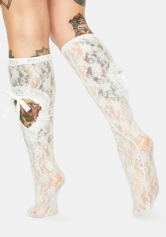 Love Lost Heart Cutout Lace Socks