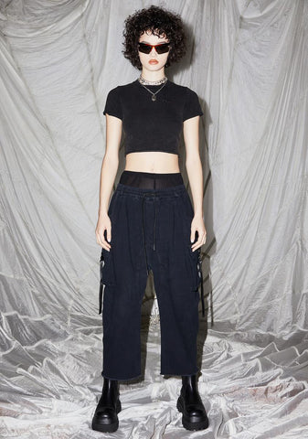 Reverb Charcoal Washed Crop Tee