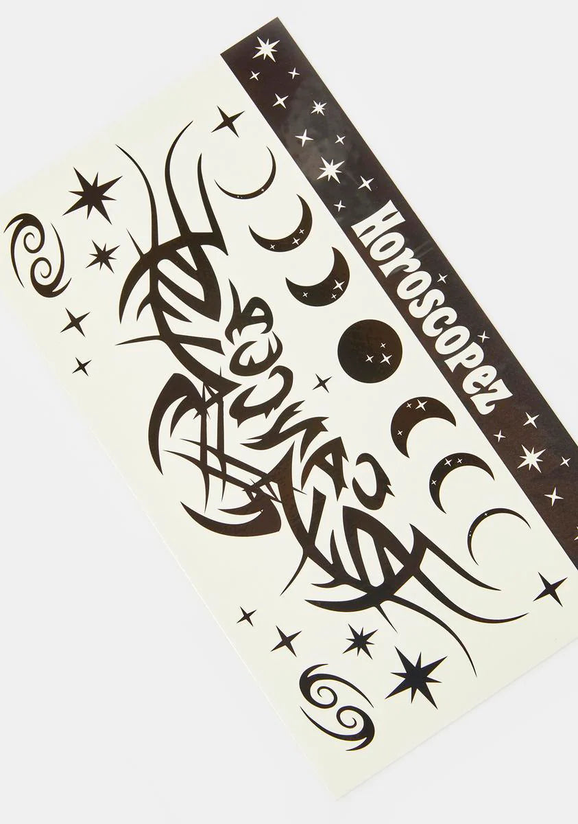 Cancer Temporary Tattoo Sheet