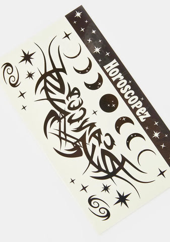 Cancer Temporary Tattoo Sheet