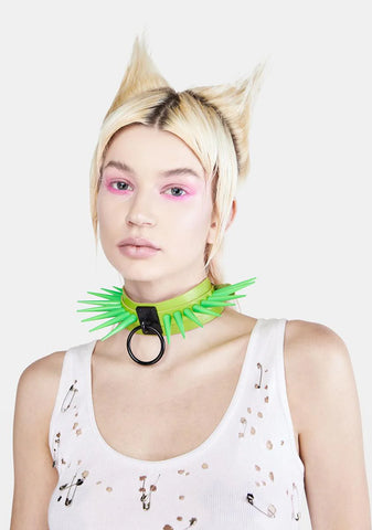 Green Powerpunk Spiked Collar