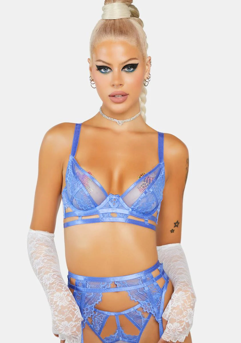 Claire Blue Caged Lace Bra