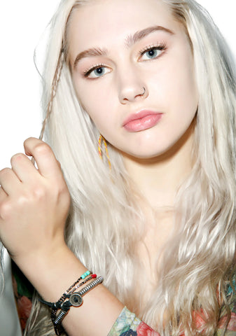 Triple Turquoise Bead Silver Bracelet