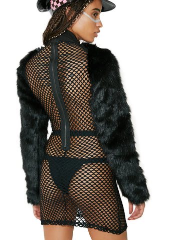 Burn Baby Fur Sleeve Dress