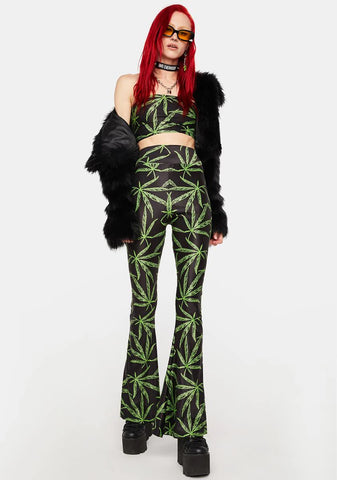 Weed Leaf Boob Tube Set