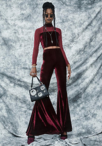 Swish And Flick Velvet Flare Pants
