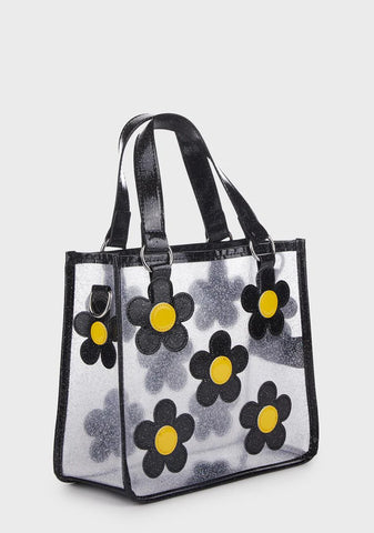 Diggin' Ur Stems Floral Tote Bag - Black