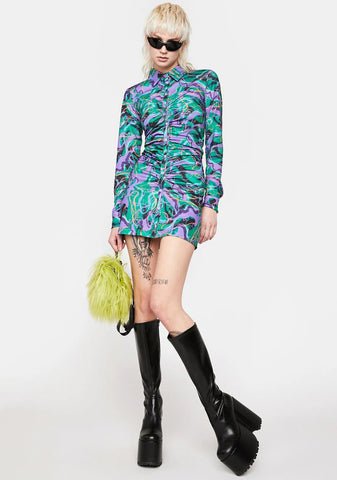 Jungle Ruched Mini Dress