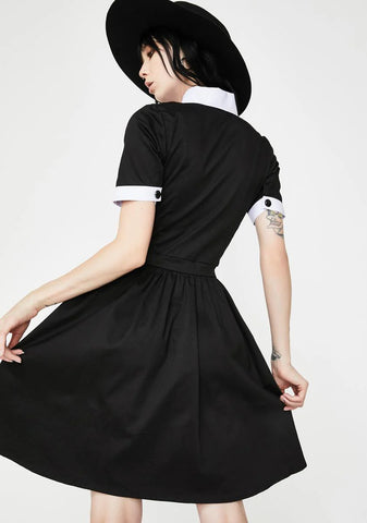 Wednesday Addams Short Sleeve Mini Dress