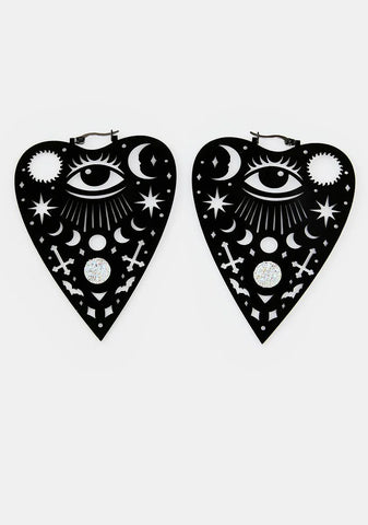 Mystical Ouija Planchette Hoop Earrings