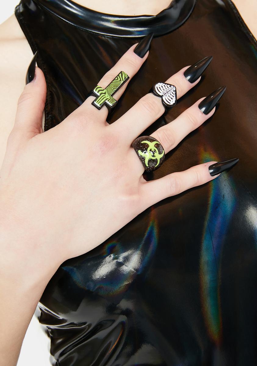 Radioactive Heart Ring Set