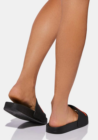 Black Orange Authentic Caius 2 Slides