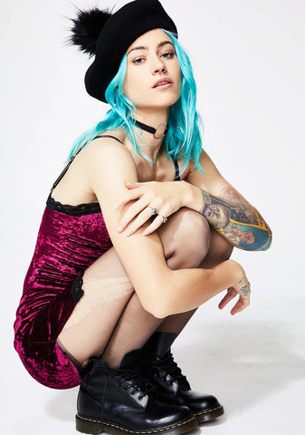 Wine Velvet Crushin' Slip Dress