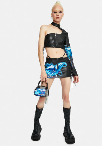 Cyber Dolphin One Shoulder Jacket