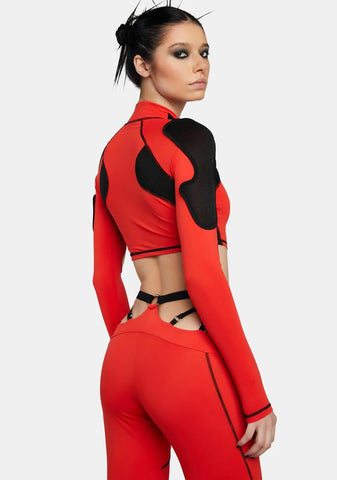 Red Enduro Long Sleeve Top