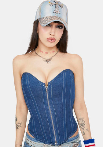 Cobalt Caught Off Guard Corset Top