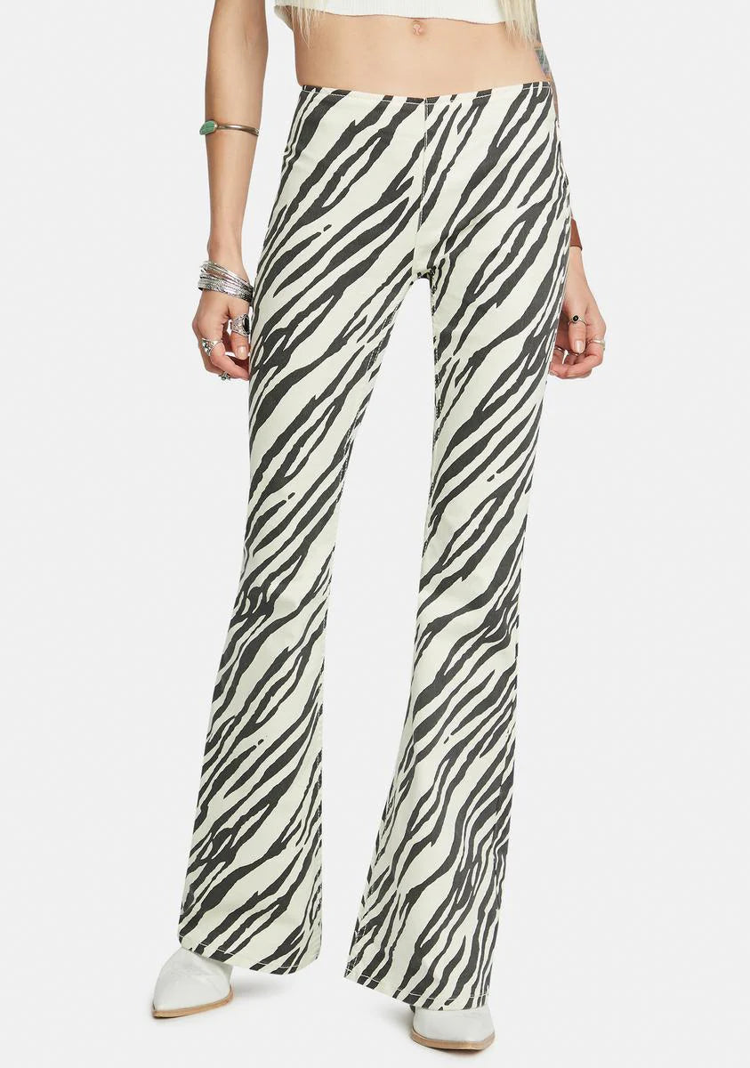 Zebra Penny Pull-On Flare Jeans