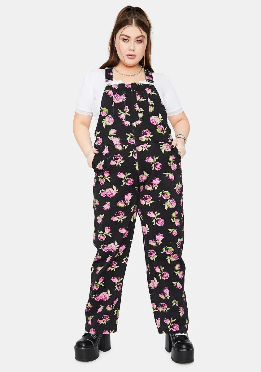 She's Lost In Yesterday Floral Overalls