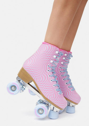 Wavy Checkered Impala Quad Skates