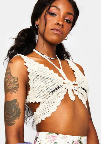 Butterfly Babe Crochet Halter Top