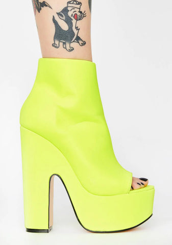Neon Yellow Sandspur Peep Toe Heels
