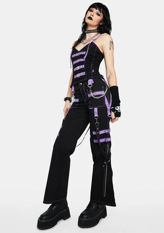 Lavender Buckle Strap And Ring Pants