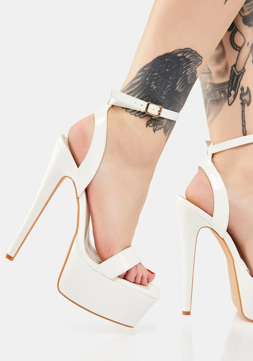 White Onyx Platform Heels
