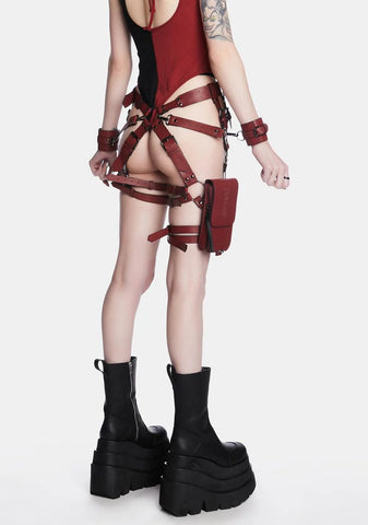 Modulation Oxblood Leg Harness With Wrist Cuffs