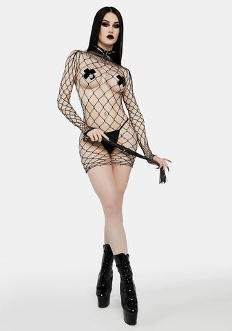 Faint Of Heart Fishnet Mini Dress