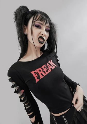 Mosh W Me Shredded Freak Top