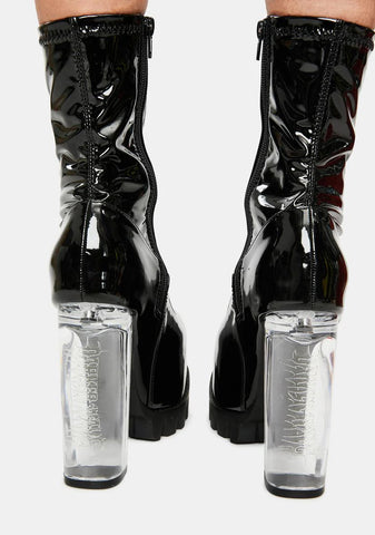 Patent Platform Sock Boots