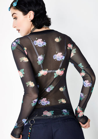 Bedroom Eyez Sheer Floral Top