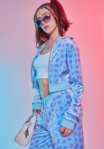 Loyal Maneater Velour Track Jacket-Blue