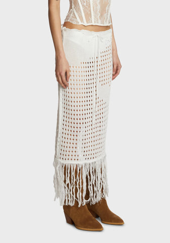 Dream Weaver Crochet Skirt - White