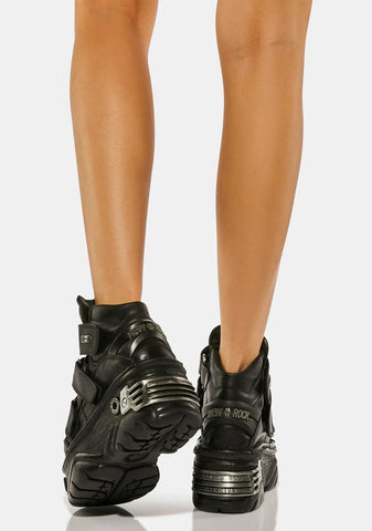 Metallic C3 Leather Ankle Boots